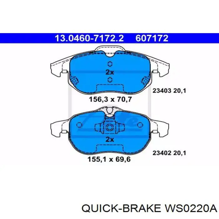 Датчик зносу гальмівних колодок, передній лівий Quick Brake WS0220A ціна, від 5.17 USD