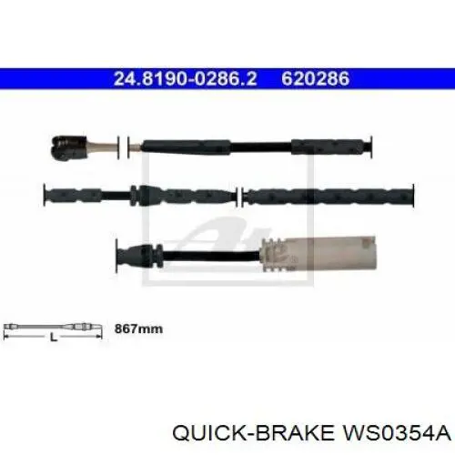 Датчик зносу гальмівних колодок, передній Quick Brake WS0354A ціна, від 8.53 USD