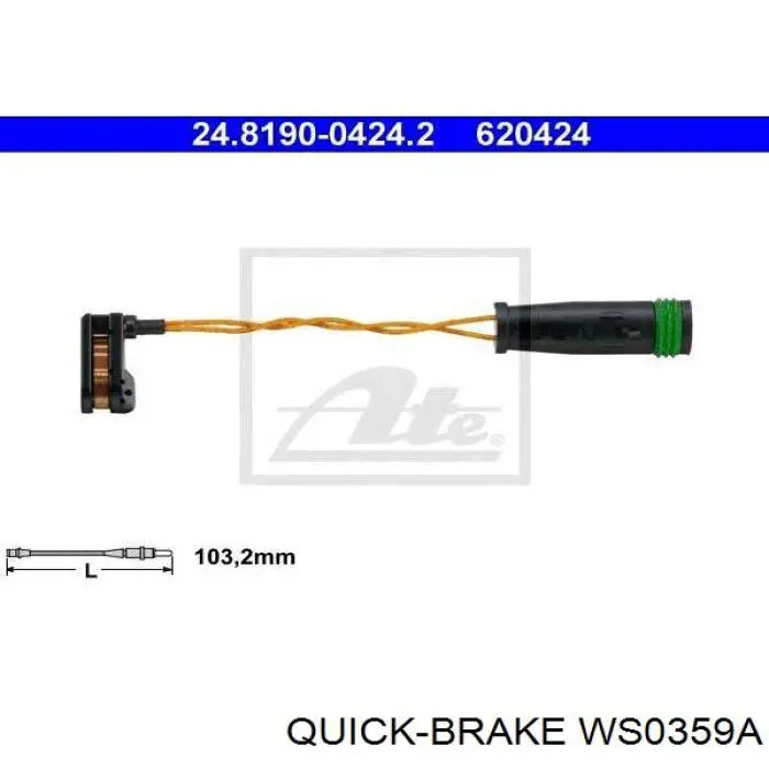 Сигналізатор знос гальмівних колодок Quick Brake WS0359A ціна, від 1.91 USD