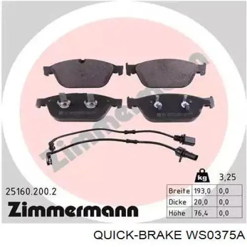 Сигналізатор знос гальмівних колодок Quick Brake WS0375A ціна, від 6.06 USD