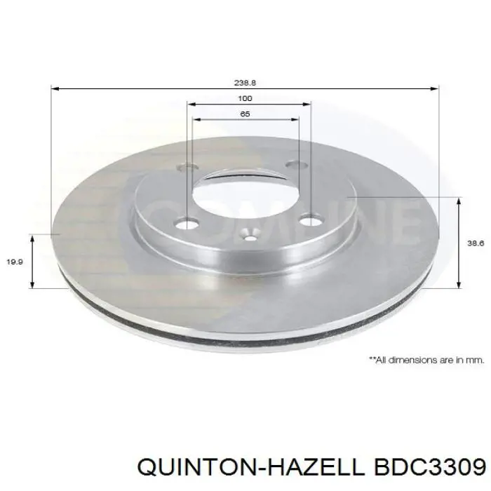BDC3309 QUINTON HAZELL Гальмо дискове переднє