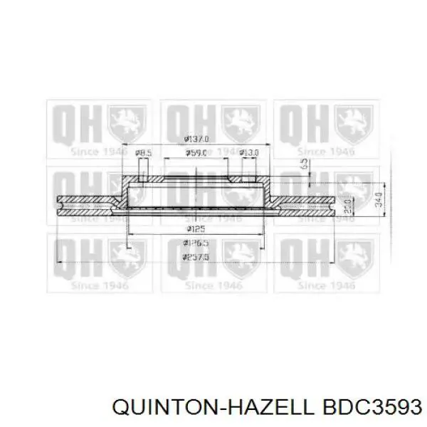 Диск гальмівний передній BDC3593 QUINTON HAZELL