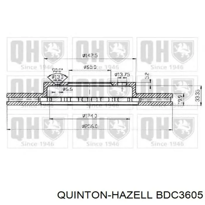 Диск гальмівний передній QUINTON HAZELL BDC3605