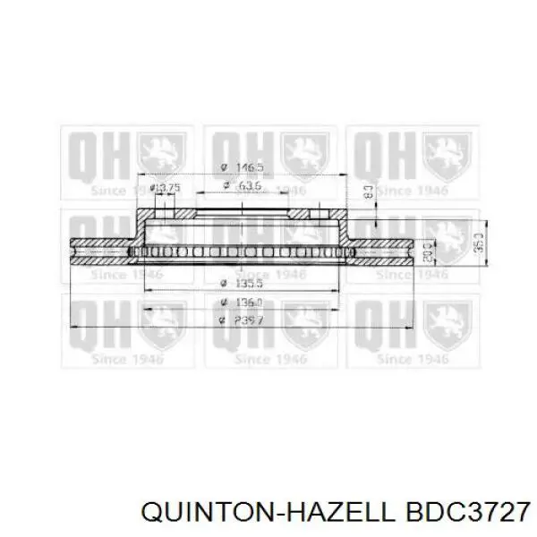 Диск гальмівний передній BDC3727 QUINTON HAZELL