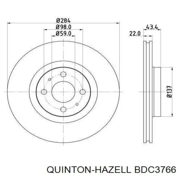BDC3766 QUINTON HAZELL Гальмо дискове переднє