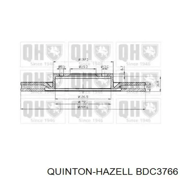BDC3766 QUINTON HAZELL Гальмо дискове переднє