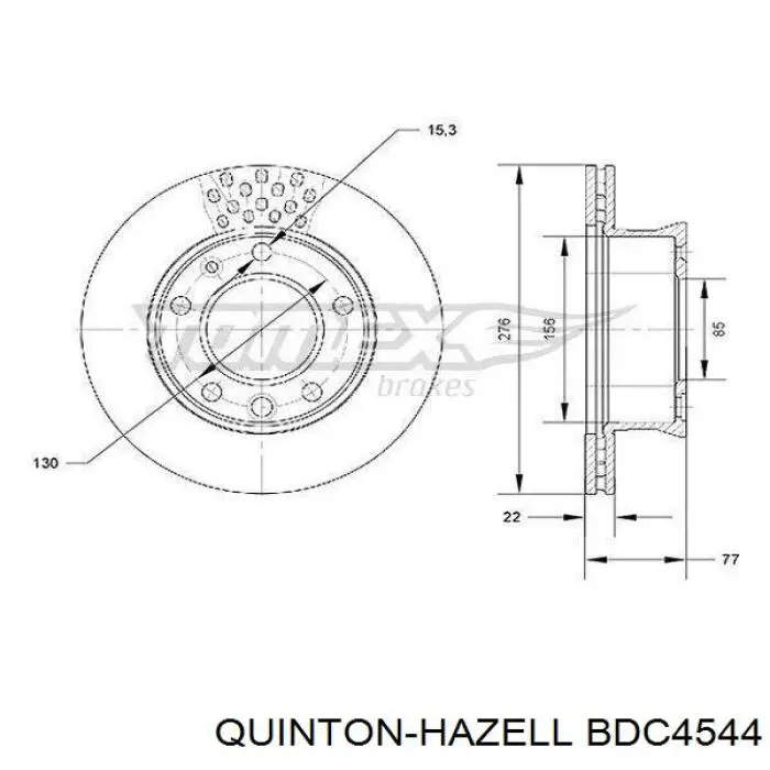 Диск гальмівний передній QUINTON HAZELL BDC4544