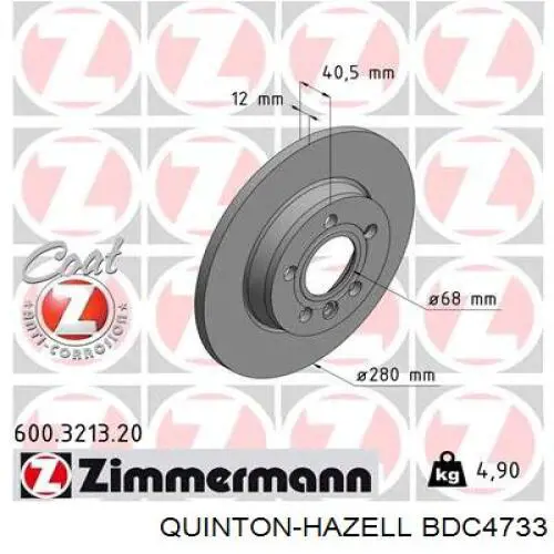 Гальмівні диски BDC4733 QUINTON HAZELL