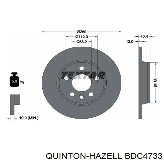 Диск гальмівний задній QUINTON HAZELL BDC4733