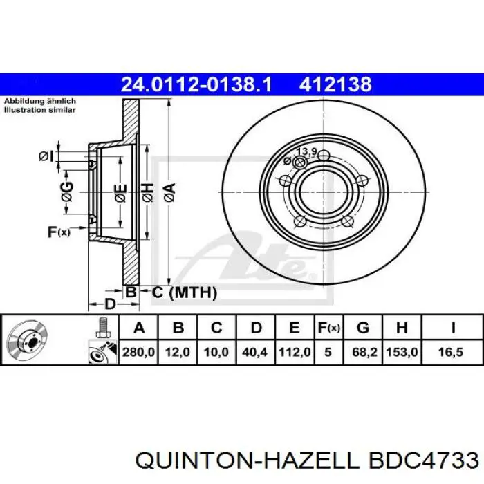 Гальмівні диски BDC4733 QUINTON HAZELL
