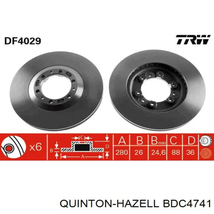BDC4741 QUINTON HAZELL диск гальмівний передній