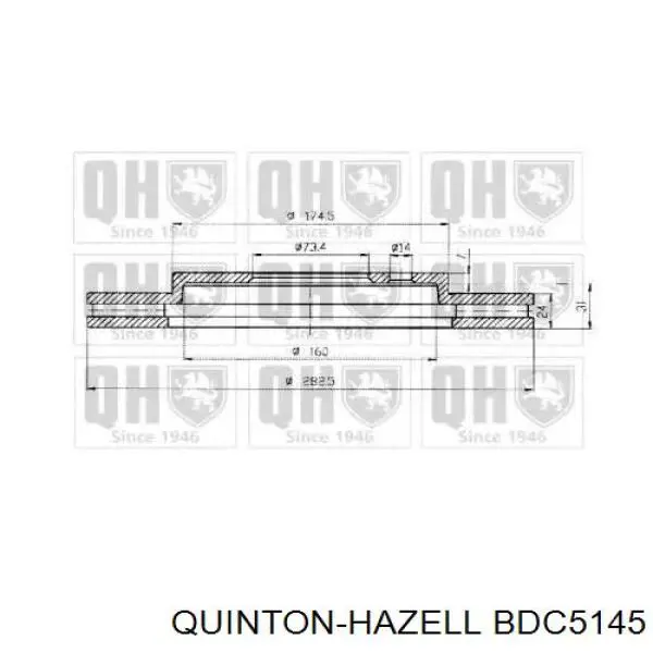 Диск переднього гальма QUINTON HAZELL BDC5145 ціна, від 37.00 USD