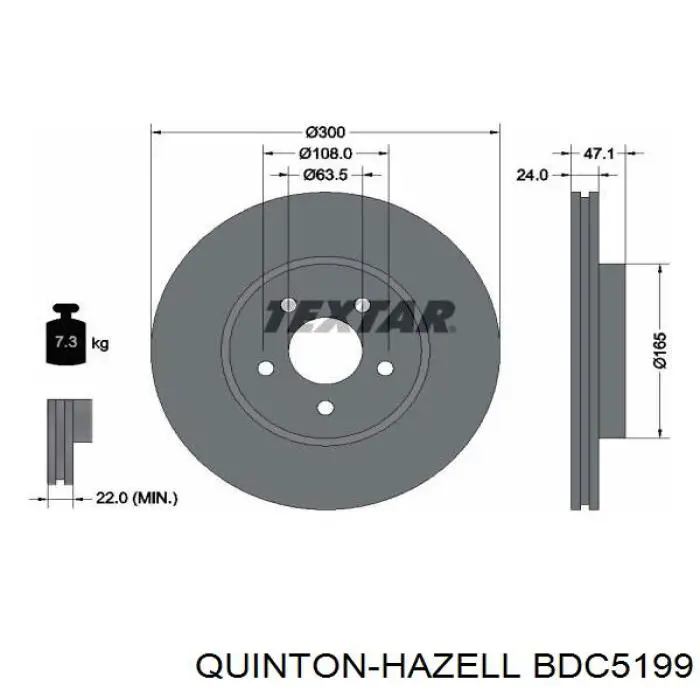 Гальмівні диски передні BDC5199 QUINTON HAZELL