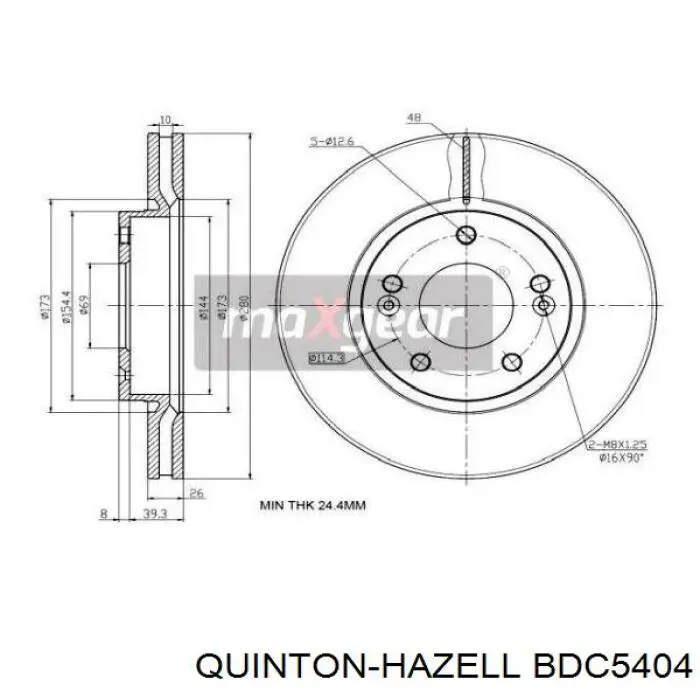 Диск переднього гальма QUINTON HAZELL BDC5404 ціна, від 39.26 USD