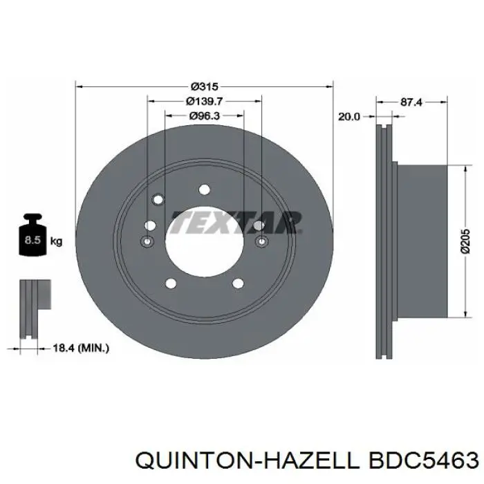 Задні дискові гальма QUINTON HAZELL BDC5463 ціна, від 44.64 USD
