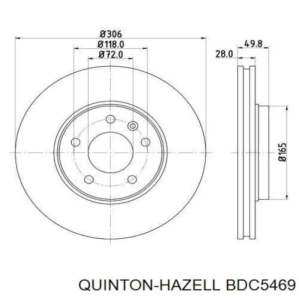 Диск гальмівний передній QUINTON HAZELL BDC5469