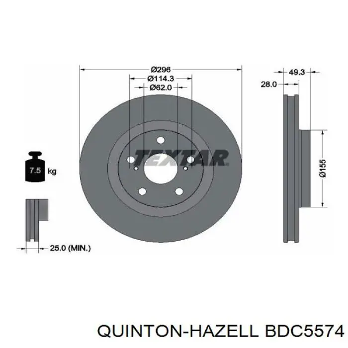 Гальмівні диски передні BDC5574 QUINTON HAZELL