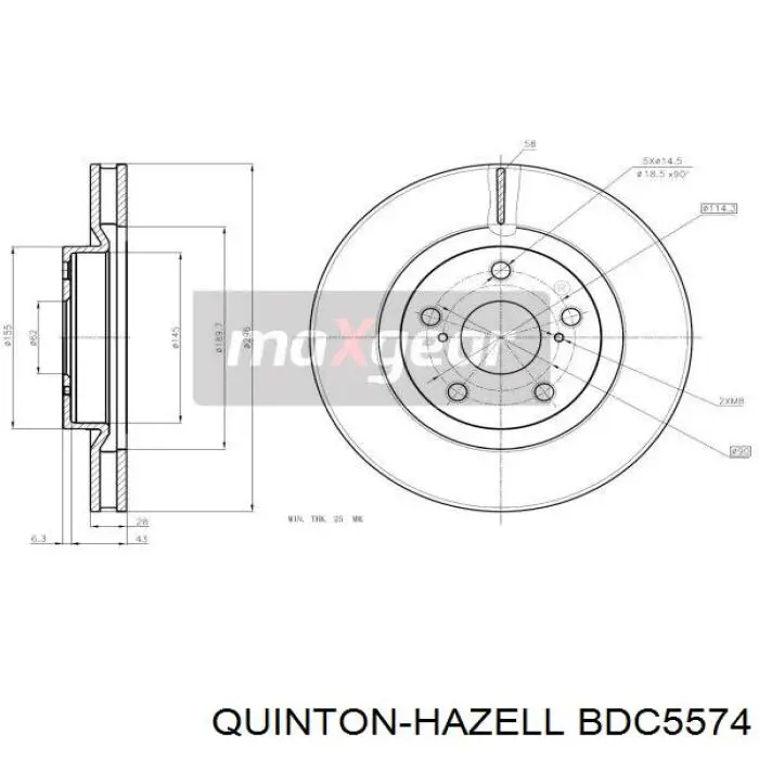BDC5574 QUINTON HAZELL Гальмо дискове переднє