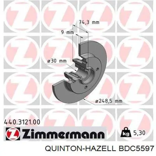 BDC5597 QUINTON HAZELL Дискові гальма