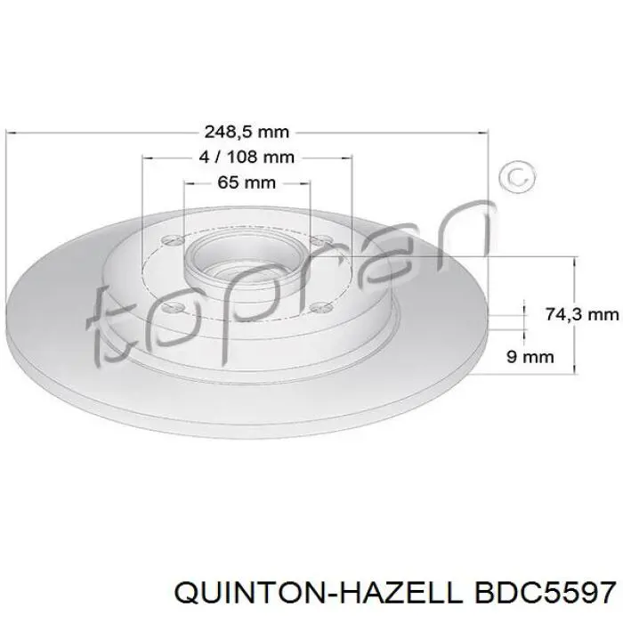 Задні дискові гальма QUINTON HAZELL BDC5597 ціна, від 66.17 USD