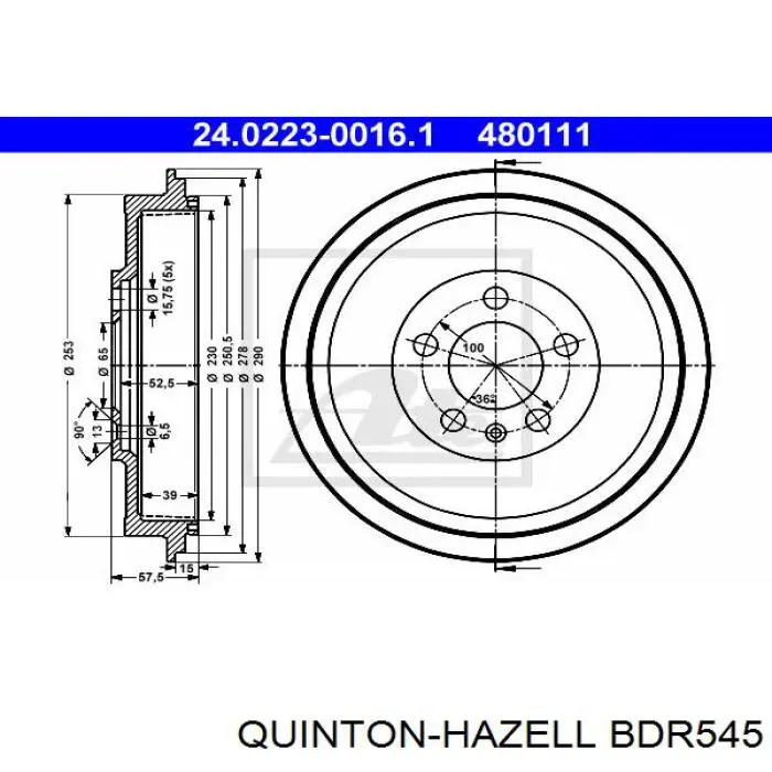 Барабан гальмівний задній BDR545 QUINTON HAZELL