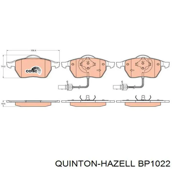 Передні тормозні колодки BP1022 QUINTON HAZELL