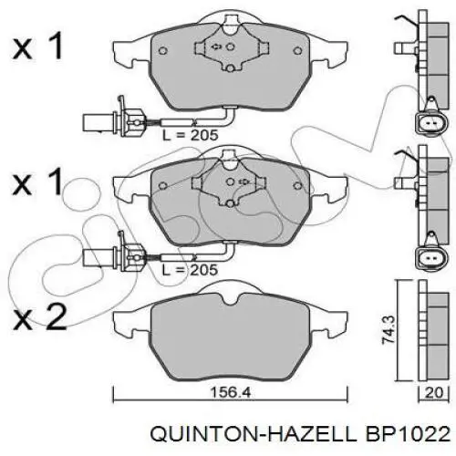 BP1022 QUINTON HAZELL Передні гальмівні колодки