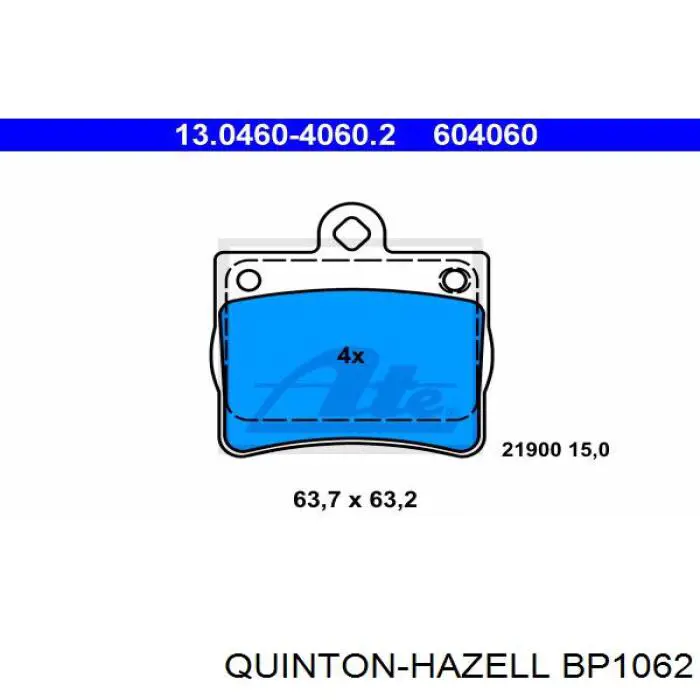 Колодки гальмові задні, дискові BP1062 QUINTON HAZELL