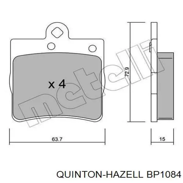 BP1084 QUINTON HAZELL Колодки гальмівні задні, дискові