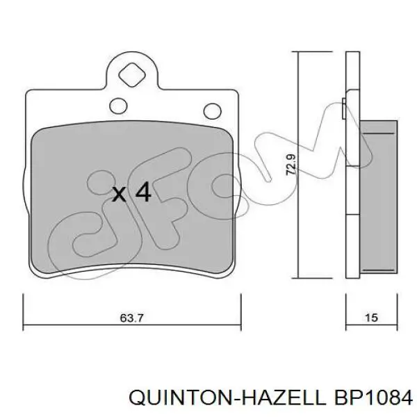 BP1084 QUINTON HAZELL Колодки гальмівні задні, дискові