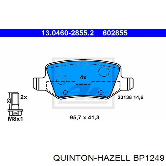 Задні гальмівні колодки QUINTON HAZELL BP1249 ціна, від 18.24 USD