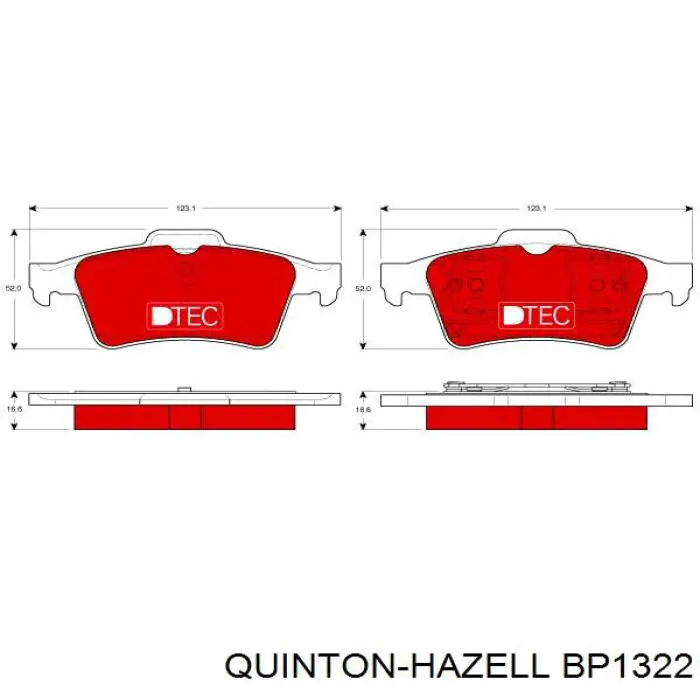 Задні гальмівні колодки BP1322 QUINTON HAZELL