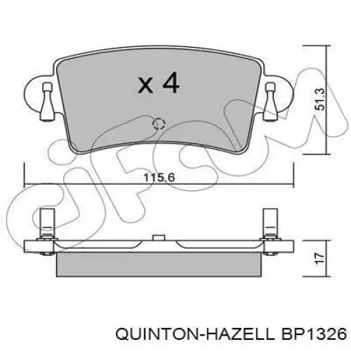 Купити BP1326 QUINTON HAZELL Задні колодки