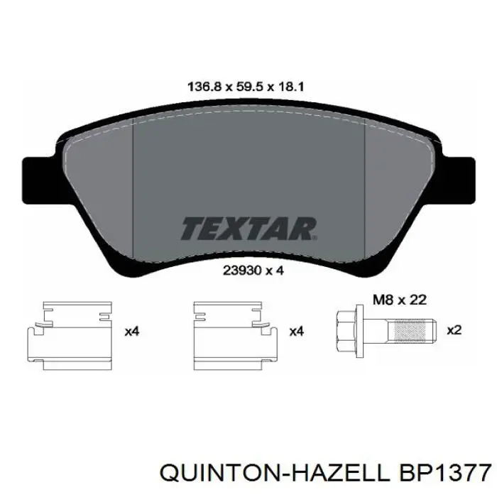 Гальмівні колодки QUINTON HAZELL BP1377 ціна, від 20.29 USD