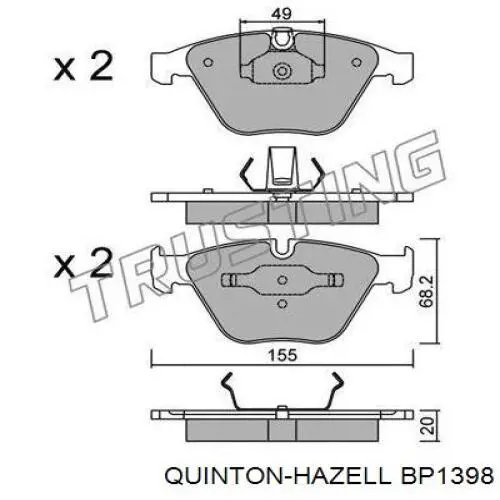 Колодки гальмівні передні, дискові BP1398 QUINTON HAZELL