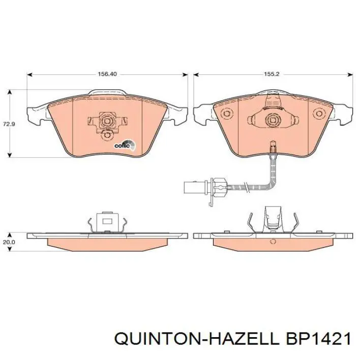 BP1421 QUINTON HAZELL Передні гальмівні колодки