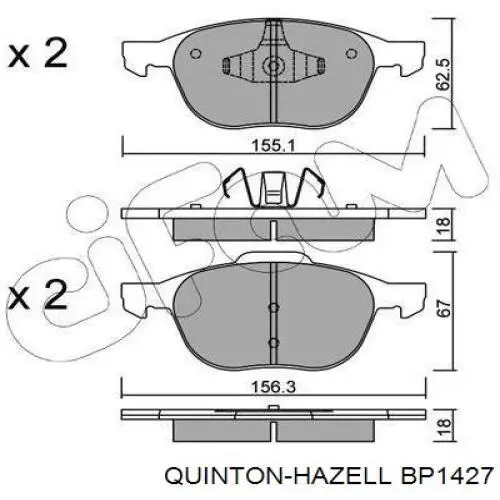 BP1427 QUINTON HAZELL Передні гальмівні колодки