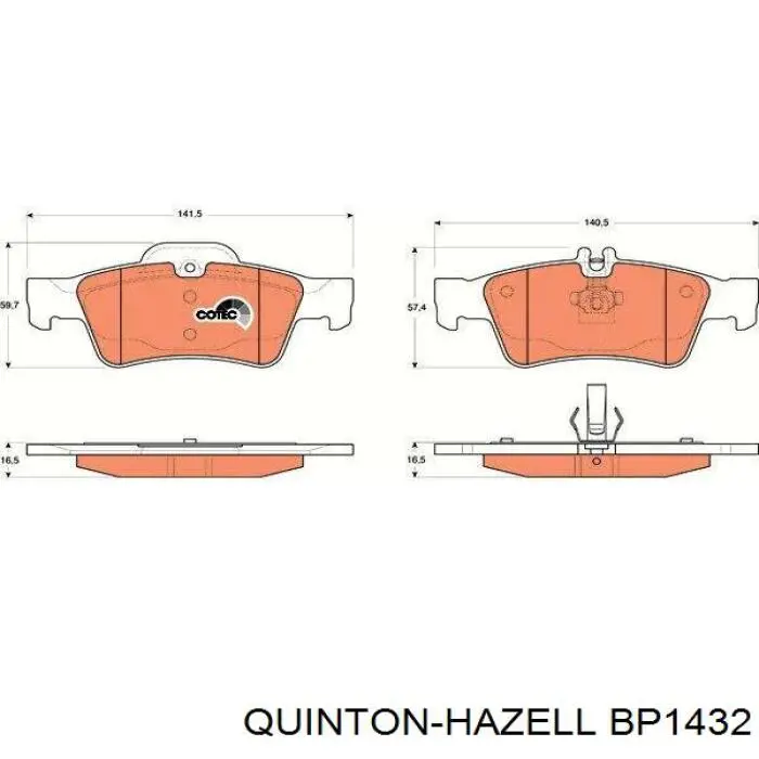 Задні гальмівні колодки QUINTON HAZELL BP1432 ціна, від 30.62 USD