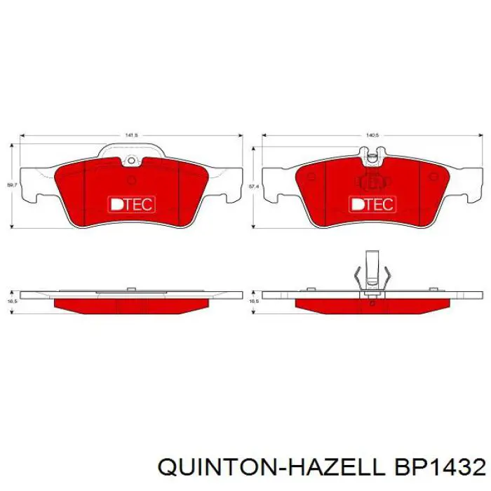 Задні гальмівні колодки QUINTON HAZELL BP1432 ціна, від 30.62 USD