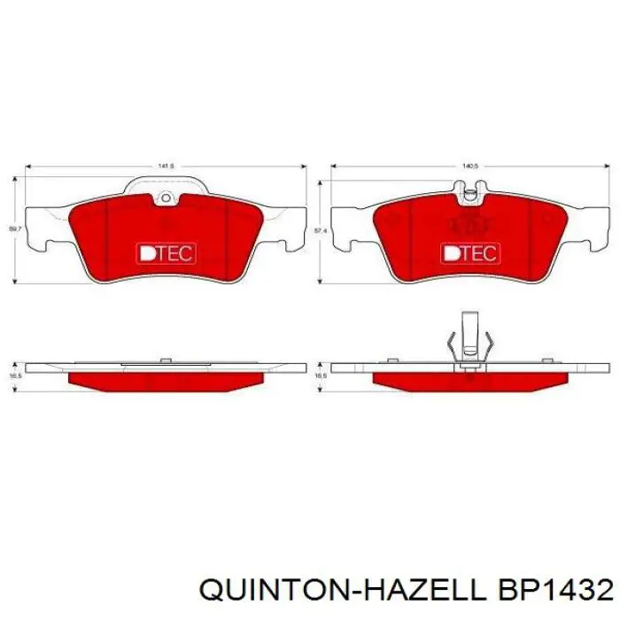 Задні гальмівні колодки BP1432 QUINTON HAZELL