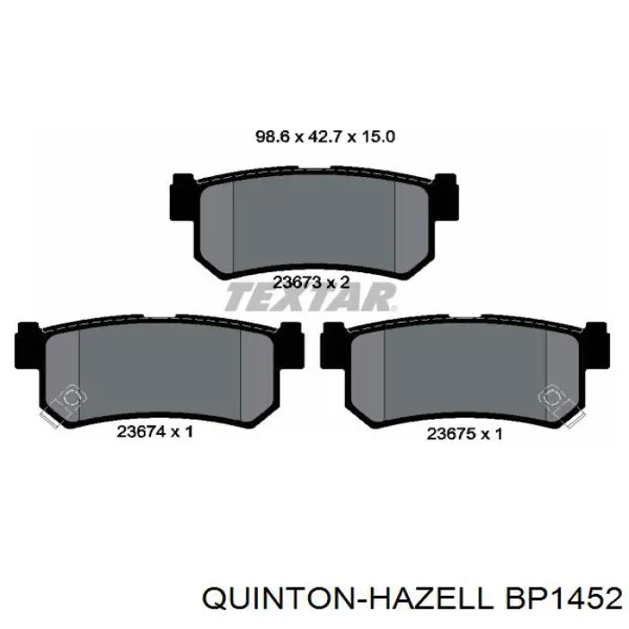 Купити BP1452 QUINTON HAZELL Задні колодки