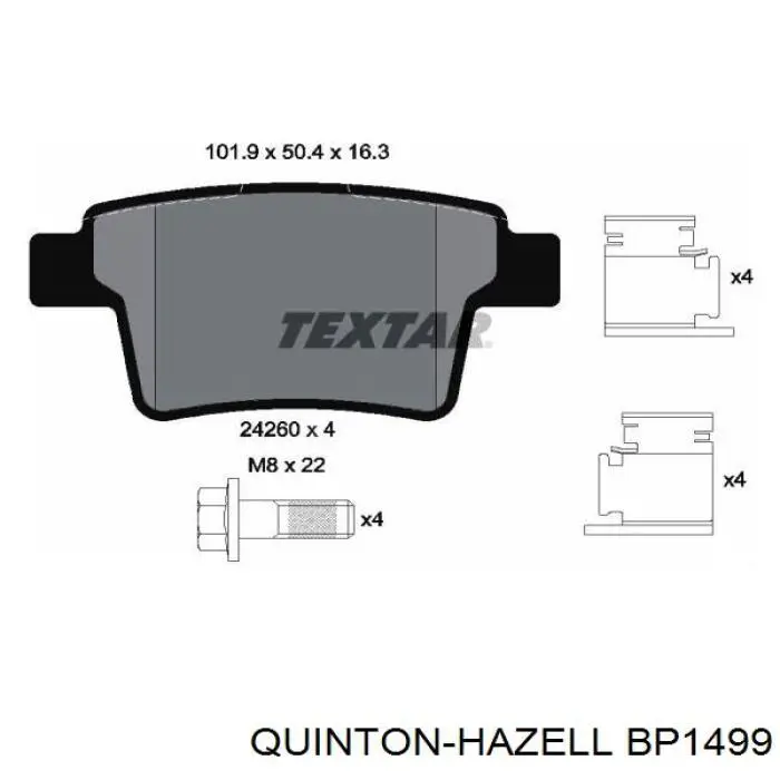 Колодки гальмові задні, дискові BP1499 QUINTON HAZELL