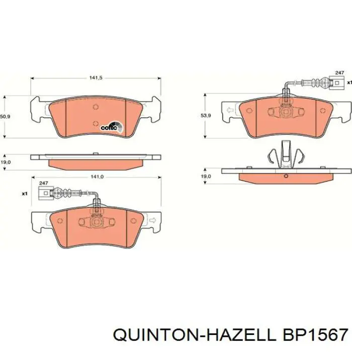 Купити BP1567 QUINTON HAZELL Задні колодки