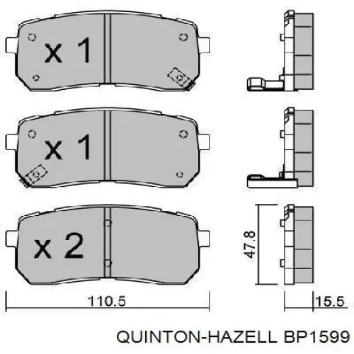 Задні гальмівні колодки QUINTON HAZELL BP1599 ціна, від 19.00 USD