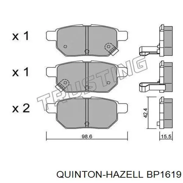 Задні гальмівні колодки BP1619 QUINTON HAZELL