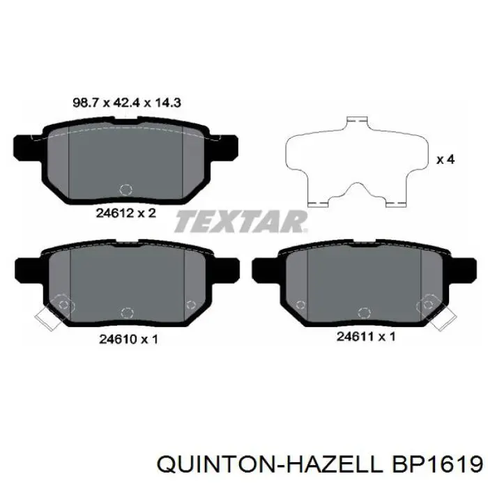 Купити BP1619 QUINTON HAZELL Задні колодки