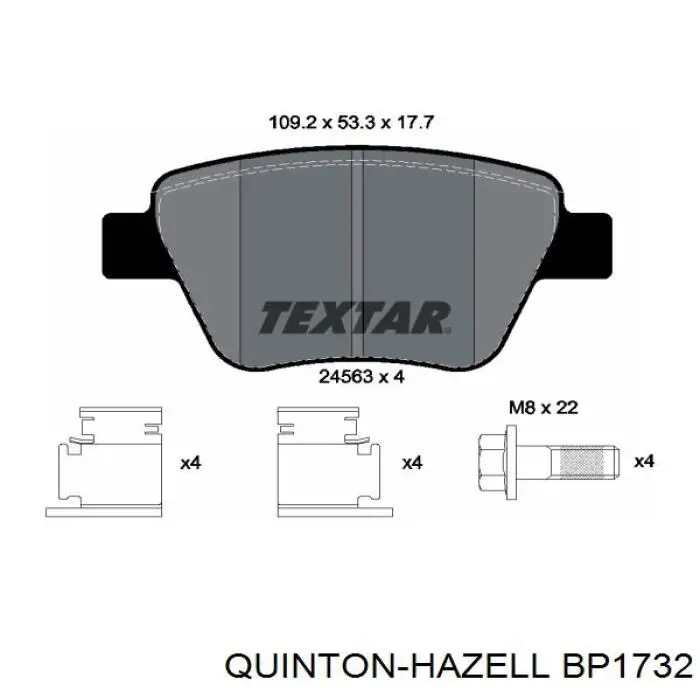 Задні гальмівні колодки QUINTON HAZELL BP1732 ціна, від 18.34 USD