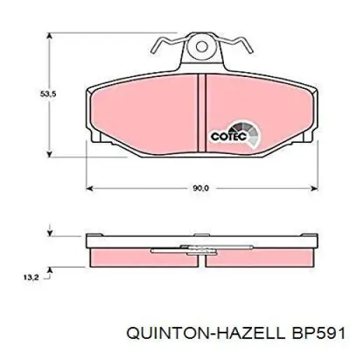 Колодки гальмові задні, дискові BP591 QUINTON HAZELL