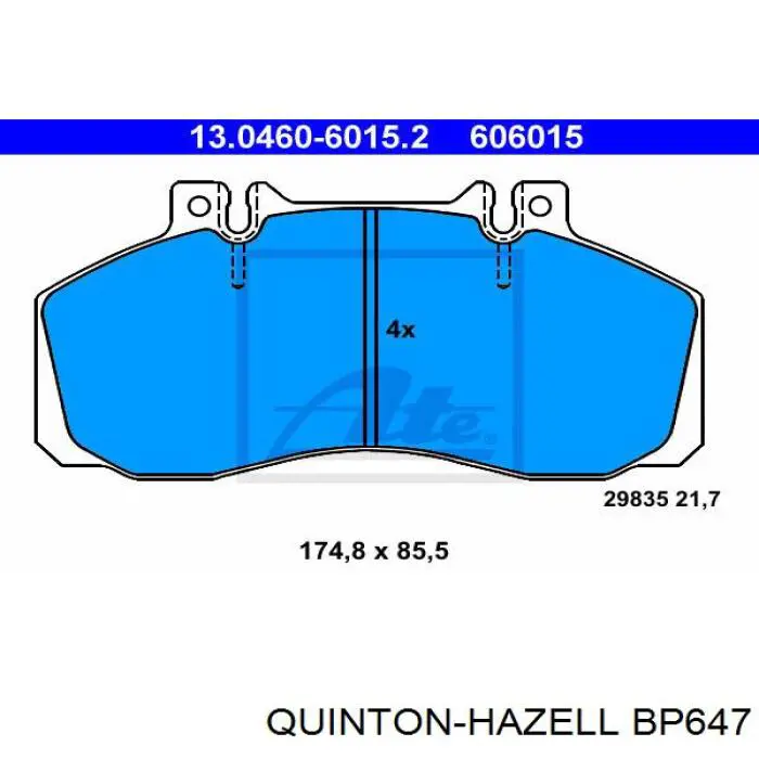 Колодки гальмові задні, дискові BP647 QUINTON HAZELL