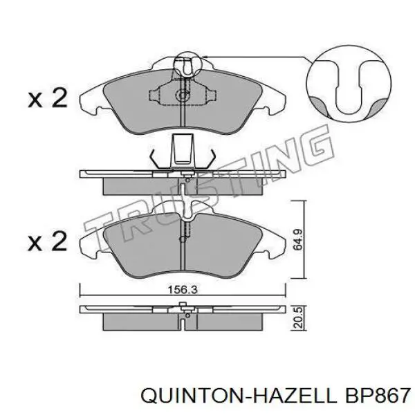 Тормозні колодки QUINTON HAZELL BP867